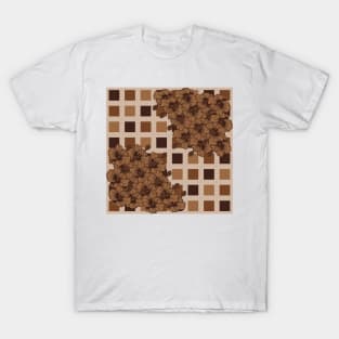 Earth Tones Floral On Geometric T-Shirt